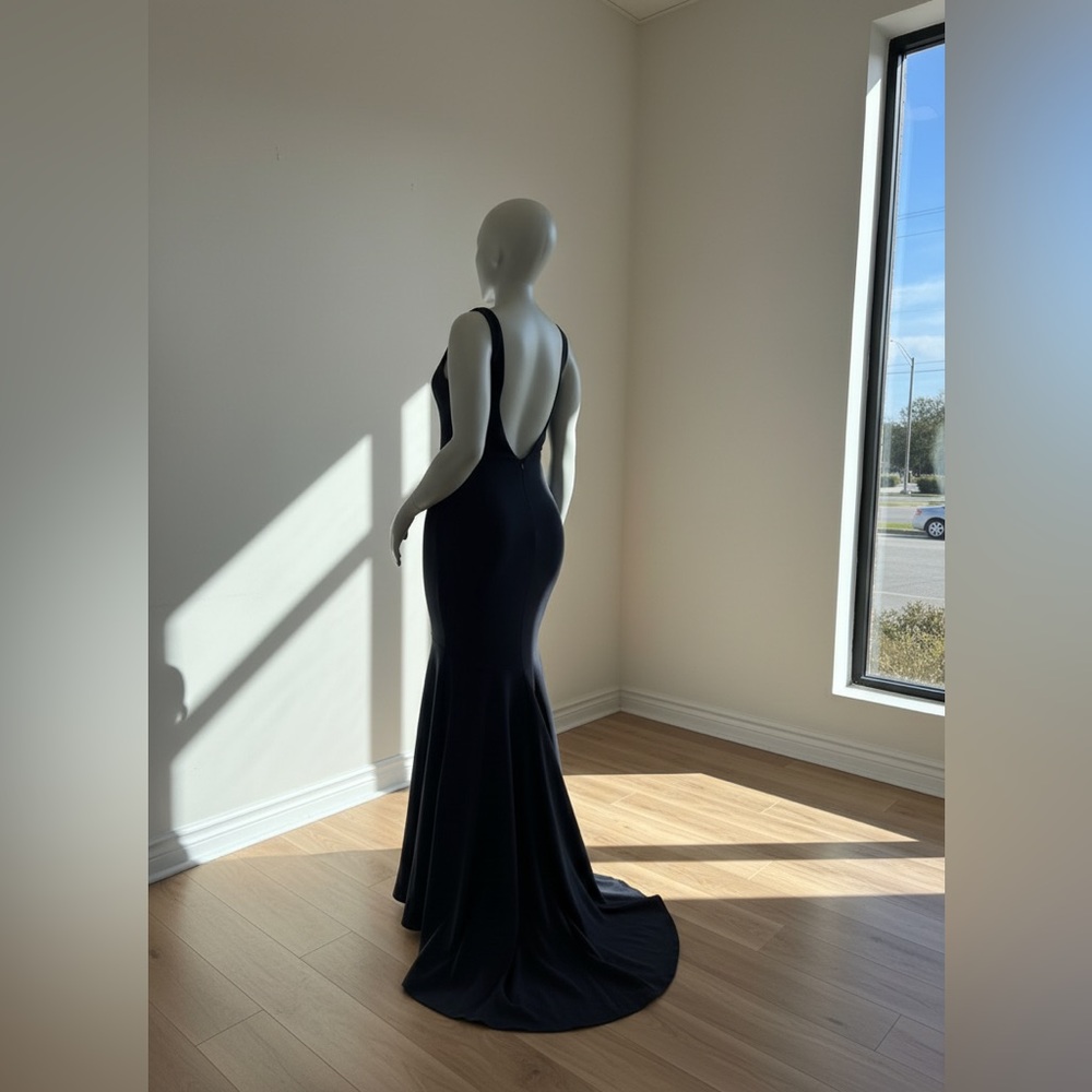 Theia Elegant Navy low Back Mermaid Dress Size 8
